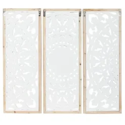 Wall Plaques-Kirkland's Home Distressed White Floral Wall Plaques, Set Of 3 White/Brown