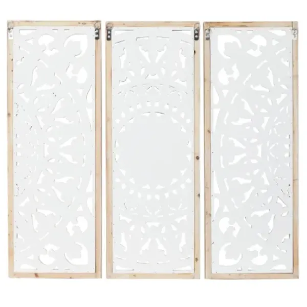 Wall Plaques-Kirkland's Home Distressed White Floral Wall Plaques, Set Of 3 White/Brown