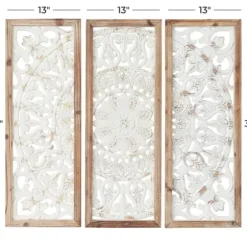 Wall Plaques-Kirkland's Home Distressed White Floral Wall Plaques, Set Of 3 White/Brown