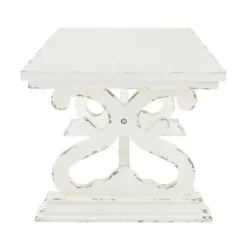 Coffee Tables-Kirkland's Home Distressed White Scrollwork Base Coffee Table White/Tan