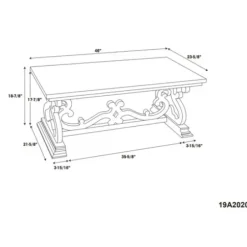 Coffee Tables-Kirkland's Home Distressed White Scrollwork Base Coffee Table White/Tan