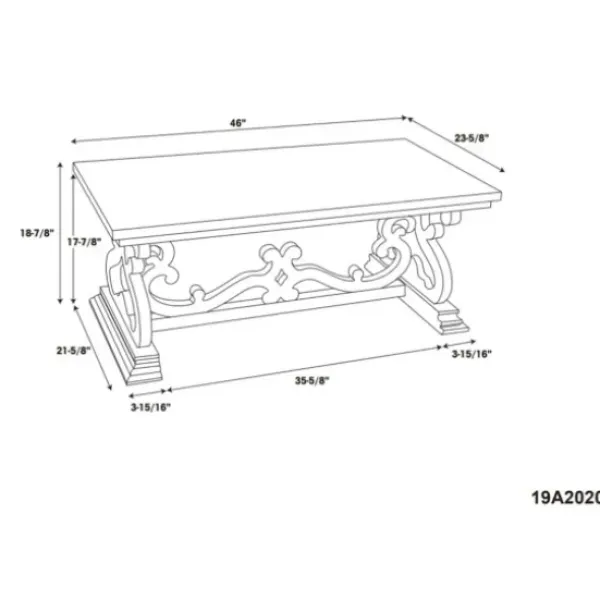 Coffee Tables-Kirkland's Home Distressed White Scrollwork Base Coffee Table White/Tan