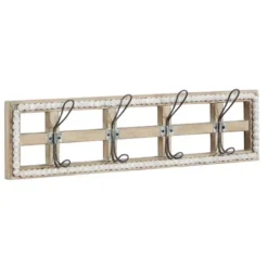 Hooks-Kirkland's Home Distressed White Wood And Metal Wall Hooks