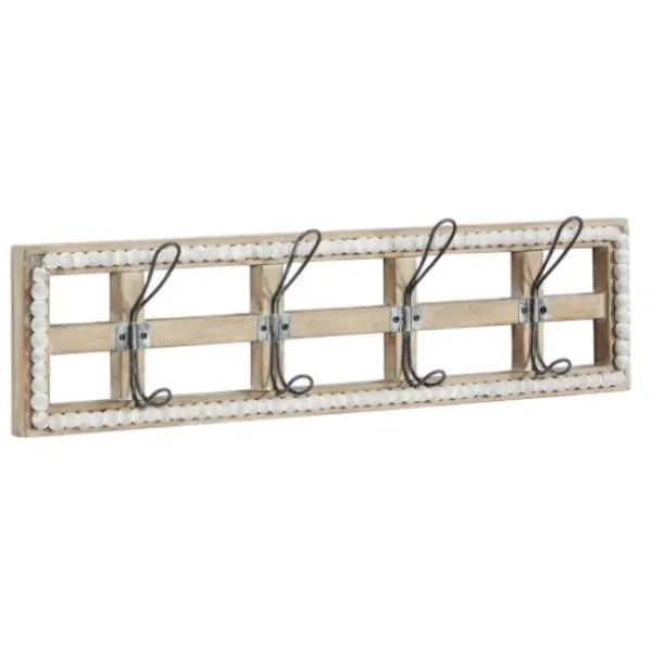 Hooks-Kirkland's Home Distressed White Wood And Metal Wall Hooks