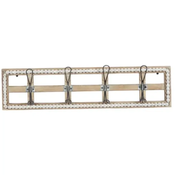 Hooks-Kirkland's Home Distressed White Wood And Metal Wall Hooks