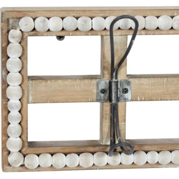 Hooks-Kirkland's Home Distressed White Wood And Metal Wall Hooks
