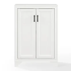 Bathroom Furniture-Kirkland's Home Distressed Wood Accent Cabinet White