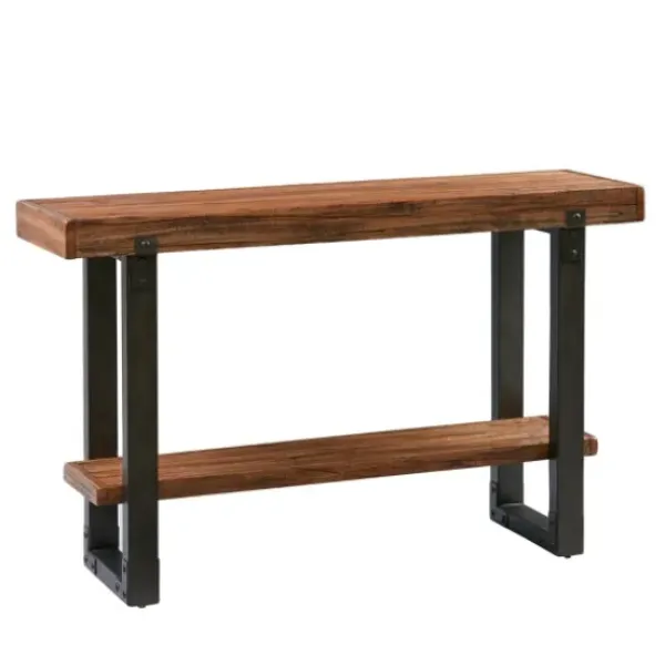 Console Tables-Kirkland's Home Distressed Wood And Gunmetal Console Table Brown