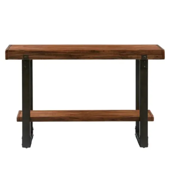 Console Tables-Kirkland's Home Distressed Wood And Gunmetal Console Table Brown