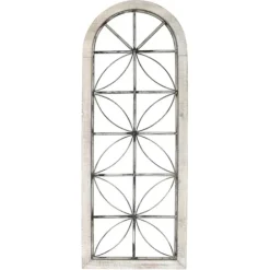 Wall Plaques-Kirkland's Home Distressed Wood And Metal Window Wall Plaque White
