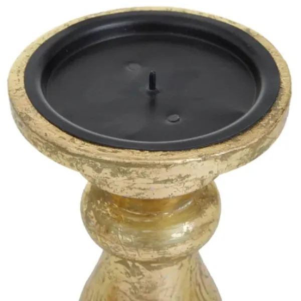 Candle Holders-Kirkland's Home Distressed Wood Candle Holders, Set Of 3 Gold