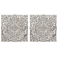 Wall Plaques-Kirkland's Home Distressed Wood Carved Wall Panels, Set Of 2 White