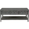 Coffee Tables-Kirkland's Home Distressed Wood 3-Drawer Coffee Table Gray