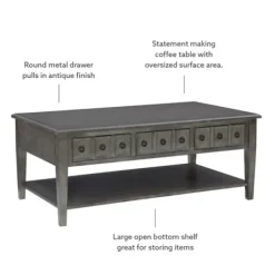 Coffee Tables-Kirkland's Home Distressed Wood 3-Drawer Coffee Table Gray