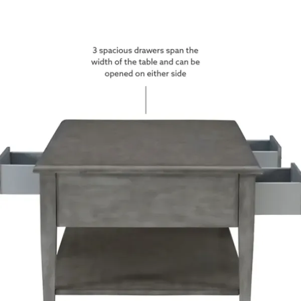 Coffee Tables-Kirkland's Home Distressed Wood 3-Drawer Coffee Table Gray