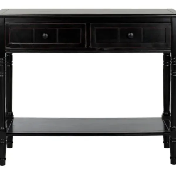 Console Tables-Kirkland's Home Distressed Wood 2-Drawer Console Table Black