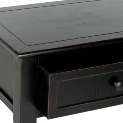Console Tables-Kirkland's Home Distressed Wood 2-Drawer Console Table Black