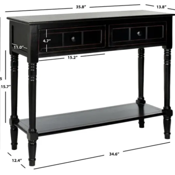 Console Tables-Kirkland's Home Distressed Wood 2-Drawer Console Table Black