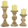 Candle Holders-Kirkland's Home Distressed Wood Pillar Candle Holders, Set Of 3 Brown