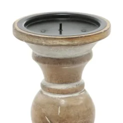 Candle Holders-Kirkland's Home Distressed Wood Pillar Candle Holders, Set Of 3 Brown