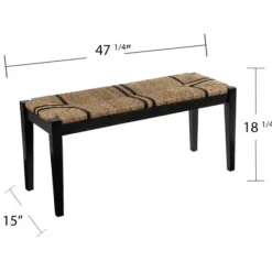 Benches & Ottomans-Kirkland's Home Dominica Woven Seagrass Stripe Bench Tan/Black
