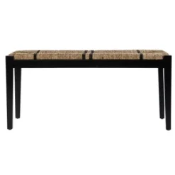 Benches & Ottomans-Kirkland's Home Dominica Woven Seagrass Stripe Bench Tan/Black