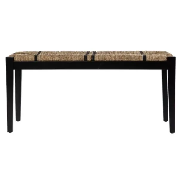 Benches & Ottomans-Kirkland's Home Dominica Woven Seagrass Stripe Bench Tan/Black