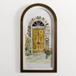 Framed Art-Kirkland's Home Door Arched Framed Art Print Yellow