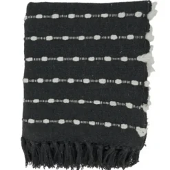 Blankets & Throws-Kirkland's Home Dotted Fringe Throw Blanket Black