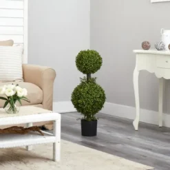 Trees & Topiaries-Kirkland's Home Double Ball Boxwood Topiary In Nursery Planter