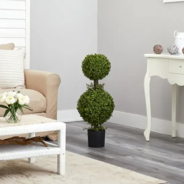 Trees & Topiaries-Kirkland's Home Double Ball Boxwood Topiary In Nursery Planter