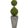 Trees & Topiaries-Kirkland's Home Double Ball Boxwood Topiary In River Rock Planter