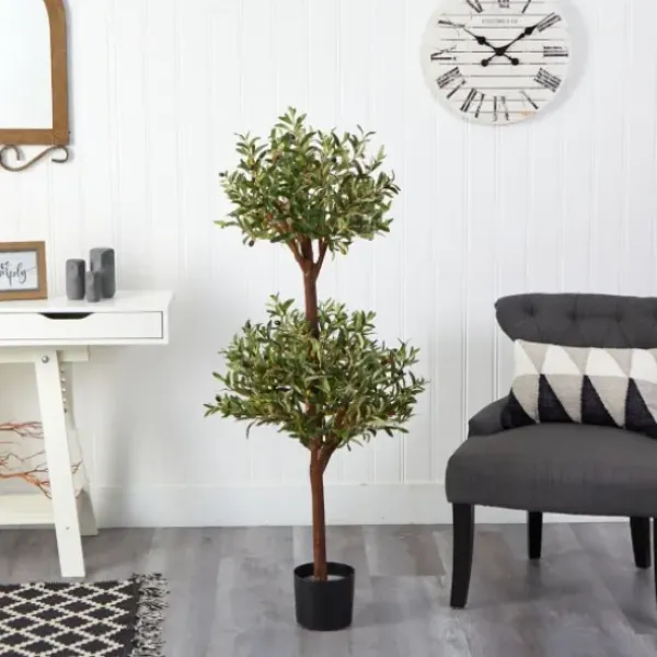 Trees & Topiaries-Kirkland's Home Double Ball Olive Tree Topiary