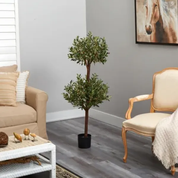 Trees & Topiaries-Kirkland's Home Double Ball Olive Tree Topiary