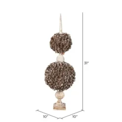 Trees & Topiaries-Kirkland's Home Double Ball Pinecone Topiary On Antiqued Finial