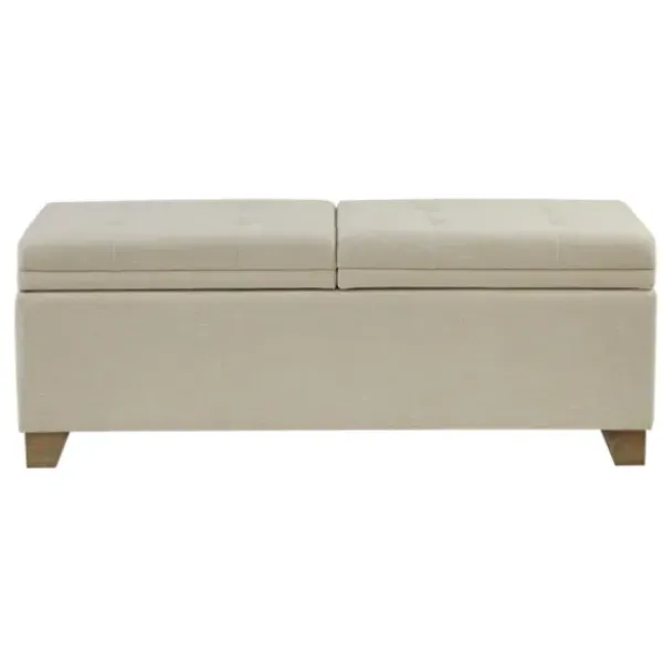 Benches & Ottomans-Kirkland's Home Double Opening Storage Bench Ivory