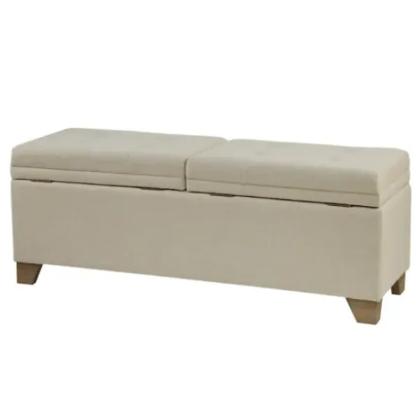 Benches & Ottomans-Kirkland's Home Double Opening Storage Bench Ivory