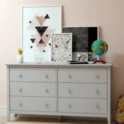 Dressers & Chests-Kirkland's Home Dove Brazilian Pine Wood Dresser Gray