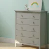 Cabinets & Sideboards-Kirkland's Home Dove Brazilian Pine Wood Five Drawer Chest Gray