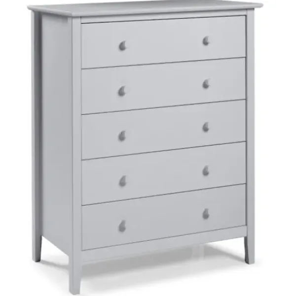 Cabinets & Sideboards-Kirkland's Home Dove Brazilian Pine Wood Five Drawer Chest Gray