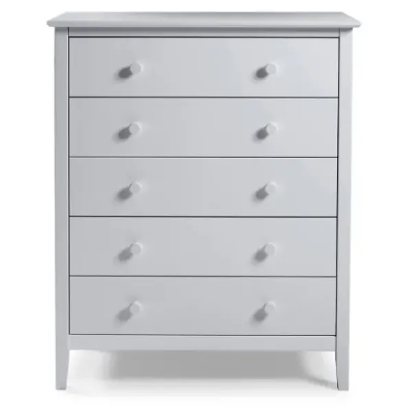 Cabinets & Sideboards-Kirkland's Home Dove Brazilian Pine Wood Five Drawer Chest Gray