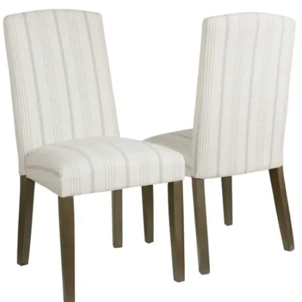 Dining Chairs-Kirkland's Home Dove Gray Stripe Parsons Chairs, Set Of 2 Gray/Ivory