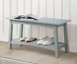 Benches & Ottomans-Kirkland's Home Dove Rustic Farmhouse Wood Bench Gray