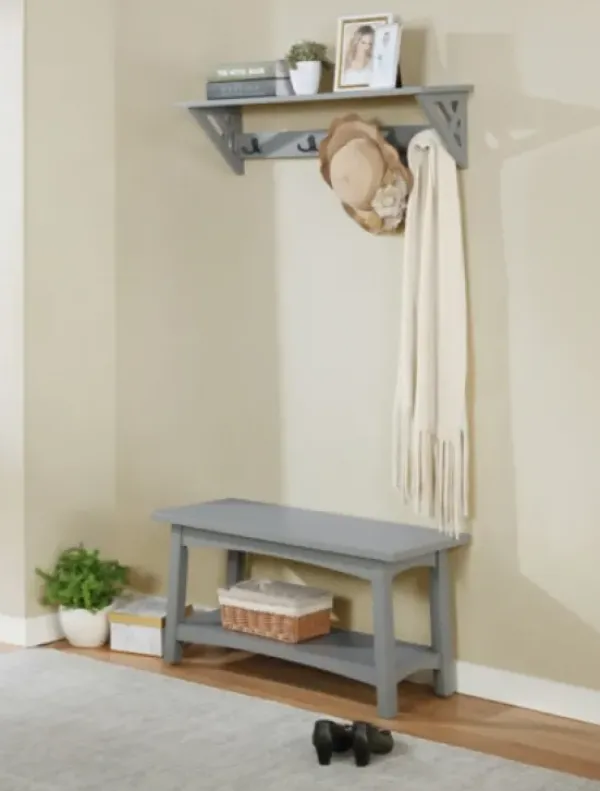 Benches & Ottomans-Kirkland's Home Dove Rustic Farmhouse Wood Bench Gray