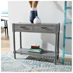 Console Tables-Kirkland's Home Dove Turned Leg Rustic Console Table Gray