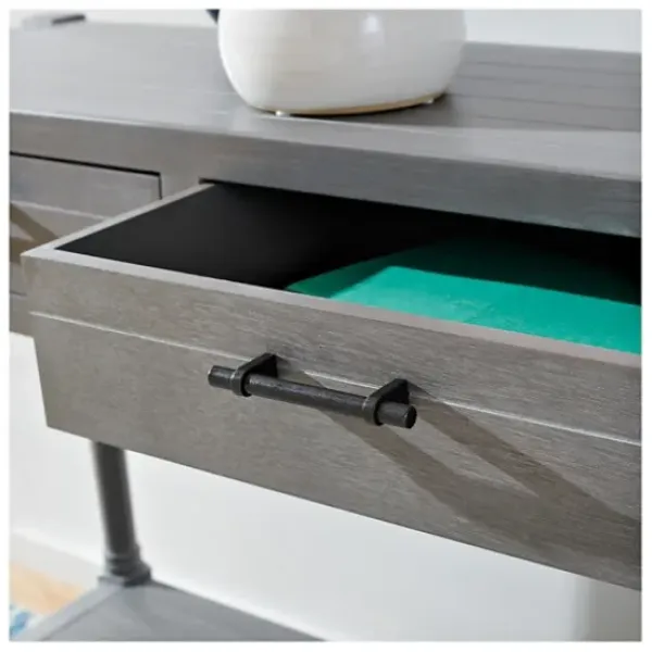 Console Tables-Kirkland's Home Dove Turned Leg Rustic Console Table Gray