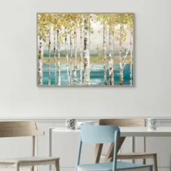 Framed Art-Kirkland's Home Down By The River Framed Canvas Art Print Blue/Green/White