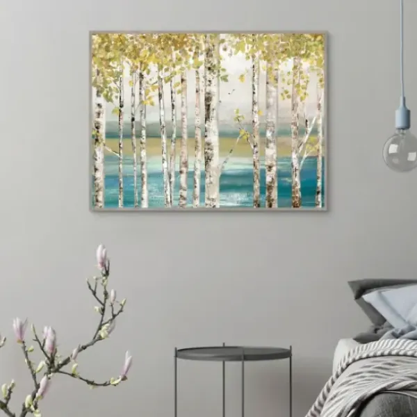 Framed Art-Kirkland's Home Down By The River Framed Canvas Art Print Blue/Green/White