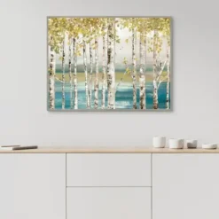 Framed Art-Kirkland's Home Down By The River Framed Canvas Art Print Blue/Green/White