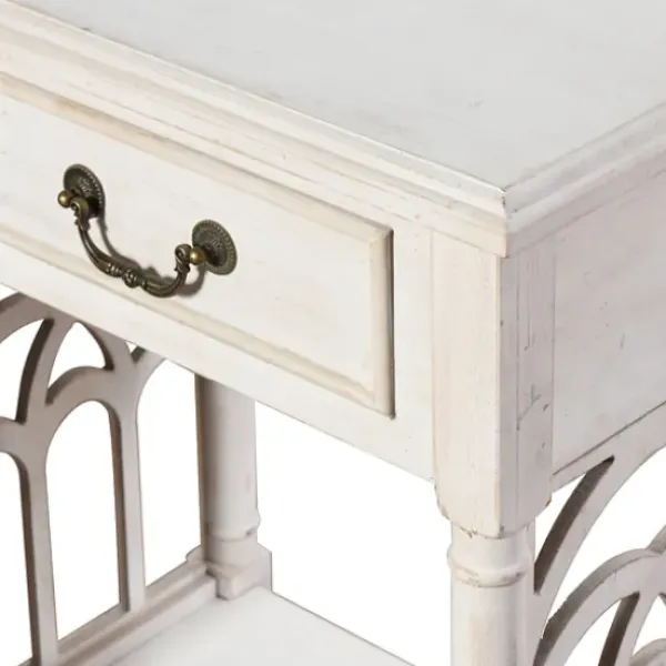 Accent & End Tables-Kirkland's Home 1-Drawer Cathedral Sides Accent Table White